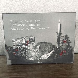 Funny Christmas Family Cat Therapy Decor Sign